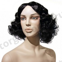 Парик женский для манекена, искусственный, без челки, волосы выше плеч, вьющиеся, цвет черный. MD-L002Ч