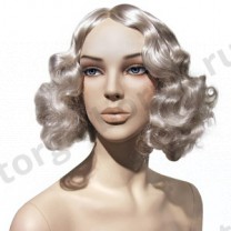 Парик женский для манекена, искусственный, без челки, волосы выше плеч, вьющиеся, цвет пепельный блонд. MD-L002Б