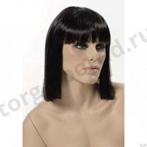 Парик женский для манекена, искусственный, с челкой, прямые волосы средней длины, цвет черный. MD-G001