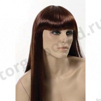 Парик женский для манекена, искусственный, с челкой, прямые длинные волосы, цвет красный. MD-G009