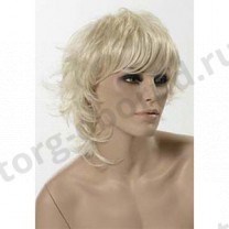 Парик женский для манекена, искусственный, с челкой, кудрявые короткие волосы, цвет платинум блонд. MD-G012