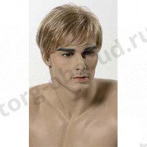 Парик мужской для манекена, искусственный, короткие волосы с челкой, цвет каштан. MD-P005