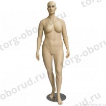 Манекен женский реалистичный телесный, с макияжем, без парика, для одежды в полный рост, большого размера, стоячий прямо, классическая поза. MD-Madame Type 01