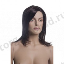 Парик женский для манекена, искусственный, без челки, средней длины прямые волосы, цвет черный. MD-A5