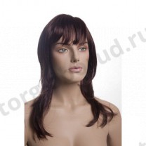 Парик женский для манекена, искусственный, с челкой, длинные прямые волосы, цвет каштан. MD-A6