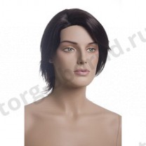 Парик женский для манекена, искусственный, без челки, короткие прямые волосы, цвет черный. MD-A7