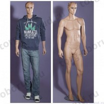 Манекен мужской стилизованный, реалистичный телесный, для одежды в полный рост, стоячий прямо, классическая поза. MD-M-71