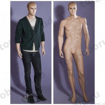 Манекен мужской стилизованный, реалистичный телесный, для одежды в полный рост, стоячий прямо, классическая поза. MD-M-72