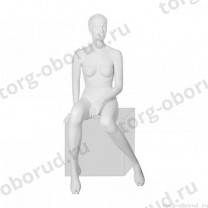 Манекен женский стилизованный, скульптурный белый, для одежды в полный рост, сидячий. MD-IN-11Mara-01M
