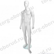 Манекен мужской стилизованный, скульптурный белый, для одежды в полный рост, стоячий прямо, классическая поза. MD-Tom Pose 01