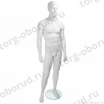 Манекен мужской стилизованный, скульптурный белый, для одежды в полный рост, стоячий прямо, классическая поза. MD-Tom Pose 04