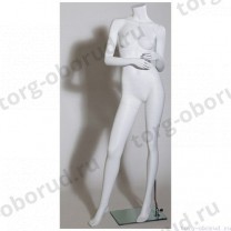 Манекен женский стилизованный, скульптурный белый, для одежды в полный рост,без головы, стоячий прямо, руки согнуты в локтях. MD-CFWW-105T