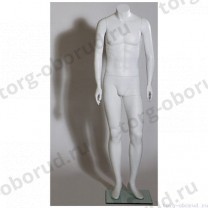 Манекен мужской стилизованный, скульптурный белый, для одежды в полный рост,без головы, стоячий прямо, классическая поза. MD-CFWHM-037