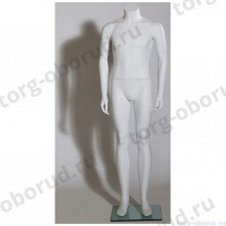 Манекен мужской стилизованный, скульптурный белый, для одежды в полный рост,без головы, стоячий прямо. MD-CFWHM-010