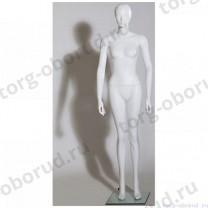 Манекен женский стилизованный, скульптурный белый, для одежды в полный рост, стоячий прямо, классическая поза. MD-CFWW-100