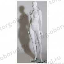 Манекен женский стилизованный, скульптурный белый, для одежды в полный рост, стоячий прямо. MD-CFWW-031