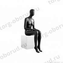 Манекен женский, матовый черный, абстрактный, для одежды в полный рост, сидячий. MD-Storm Type 06F-02M