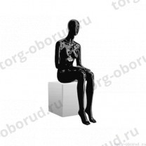 Манекен женский, глянцевый черный, абстрактный, для одежды в полный рост, сидячий. MD-Storm Type 06F-02G