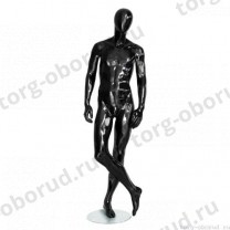Манекен мужской, глянцевый черный, абстрактный, для одежды в полный рост, стоячий прямо, ноги скрещены. MD-Storm Type 02M-02G