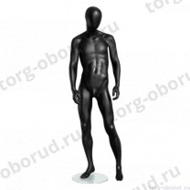 Манекен мужской, матовый черный, абстрактный, для одежды в полный рост, стоячий в пол-оборота. MD-Storm Type 03M-02M