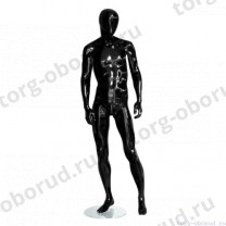 Манекен мужской, глянцевый черный, абстрактный, для одежды в полный рост, стоячий в пол-оборота. MD-Storm Type 03M-02G