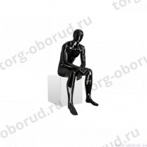 Манекен мужской, глянцевый черный, абстрактный, для одежды в полный рост, сидячий MD-Storm Type 04M-02G