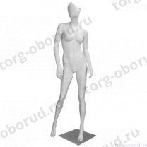Манекен женский, белый, абстрактный, для одежды в полный рост на квадратной подставке, стоячий прямо. MD-Bingo Type 05F-01M