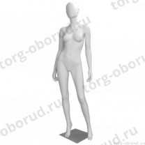 Манекен женский, белый, абстрактный, для одежды в полный рост на квадратной подставке, стоячий прямо. MD-Bingo Type 06F-01M