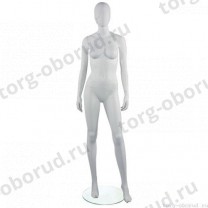 Манекен женский, белый, абстрактный, для одежды в полный рост на круглой подставке, стоячий прямо. MD-RETRO 04F-01M
