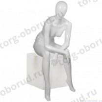 Манекен женский, абстрактный, для одежды в полный рост, цвет белый глянец, сидячий. MD-Glance 09(бел)