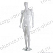 Манекен мужской, абстрактный, для одежды в полный рост, цвет белый глянец, стоячий прямо. MD-Glance 01(бел)