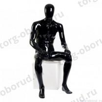 Манекен мужской, абстрактный, для одежды в полный рост, цвет черный глянец, сидячий. MD-Glance 10(черн)