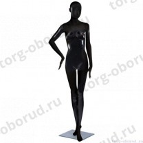 Манекен женский, абстрактный, для одежды в полный рост, цвет черный глянец, правая рука согнута в локте. MD-CFWW224SH