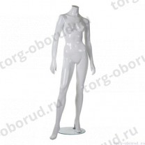 Манекен женский, скульпутрный, без головы, для одежды в полный рост, цвет белый глянец, стоячий прямо. MD-Smart (headless) Pose 30-01G