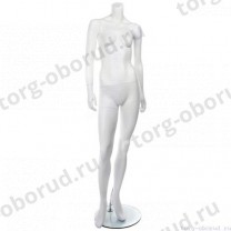 Манекен женский, скульпутрный, без головы, для одежды в полный рост, цвет белый, стоячий прямо, классическая поза. MD-Smart (headless) Pose 32-01M