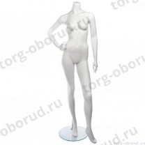 Манекен женский, скульпутрный, без головы, для одежды в полный рост, цвет белый, стоячий прямо, правая рука согнута в локте. MD-Smart (headless) Pose 34-01M