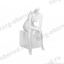 Манекен женский, скульпутрный, без головы, для одежды в полный рост, цвет белый, сидячий. MD-Smart (headless) Pose 39-01M