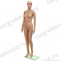 Манекен женский, пластиковый, с макияжем, телесного цвета, для одежды в полный рост, стоячий прямо, классическая поза. MD-F-7