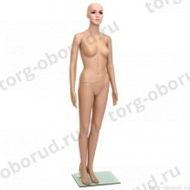 Манекен женский, пластиковый, с макияжем, телесного цвета, для одежды в полный рост, стоячий прямо. MD-F-10