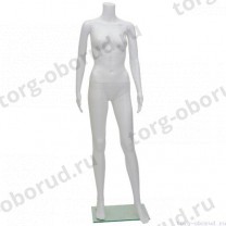 Манекен женский, пластиковый, белого цвета, без головы, для одежды в полный рост, стоячий прямо, классическая поза. MD-HLF-5W