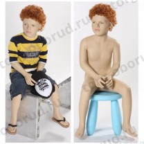 Манекен детский (мальчик), реалистичный телесный (парик отдельно), для одежды в полный рост на 6 лет, сидячий. MD-Young 05