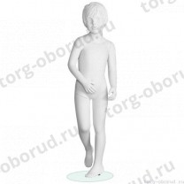 Манекен детский (мальчик), скульптурный, белого цвета, для одежды в полный рост, на 4 года, стоячий прямо. MD-Peppy 02-01M