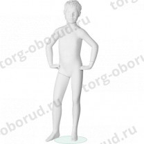 Манекен детский (мальчик), скульптурный, белого цвета, для одежды в полный рост, на 6 лет, стоячий, руки согнуты в локтях. MD-Peppy 06-01M
