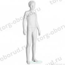Манекен детский (мальчик), скульптурный, белого цвета, для одежды в полный рост, на 10 лет, стоячий прямо, классическая поза. MD-Peppy 10-01M