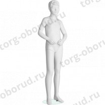 Манекен детский (мальчик), скульптурный, белого цвета, для одежды в полный рост, на 10 лет, стоячий прямо. MD-Peppy 11-01M