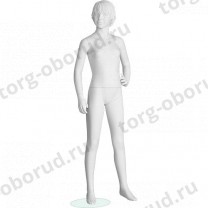 Манекен детский (девочка), скульптурный, белого цвета, для одежды в полный рост, на 12 лет, стоячий прямо, левая рука согнута. MD-Peppy 12-01M
